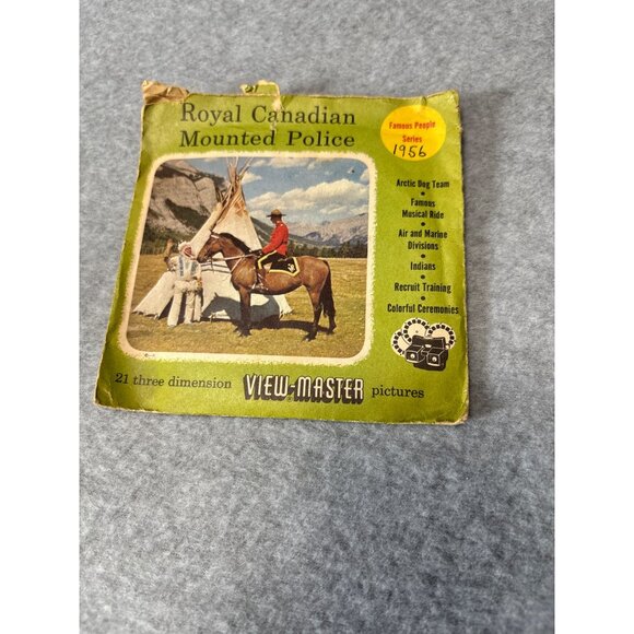 Vintage 1956 View-Master Royal Canadian Mounted Police 3 Reel Set Famous People - Picture 5 of 6